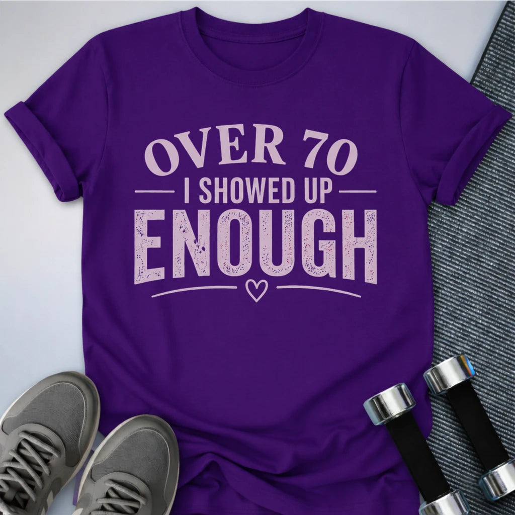 Team Purple 70's & Showed Up T-Shirt - FittBliss Wear