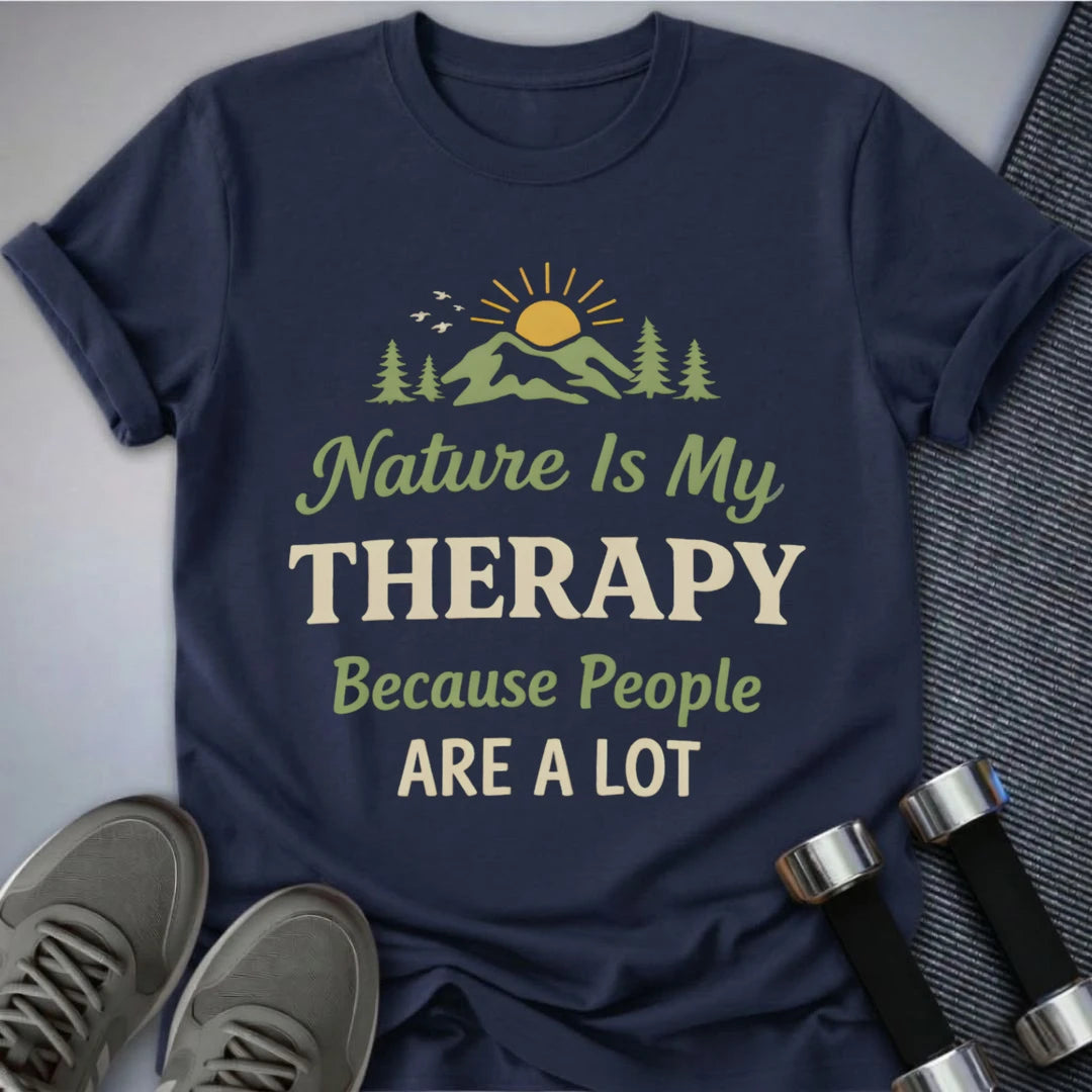 Printify T-Shirt Navy / S Nature is Therapy T-Shirt