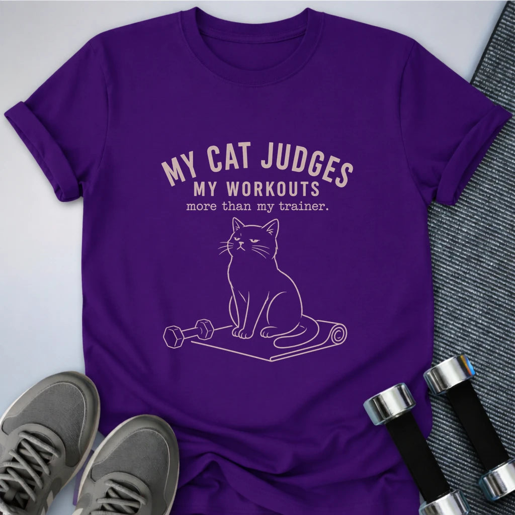 Printify T-Shirt S / Team Purple Judgey Cat T-Shirt