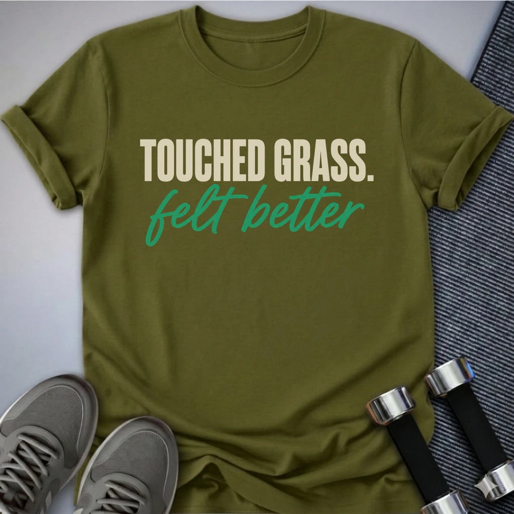 Printify T-Shirt S / Olive Touched Grass T-Shirt