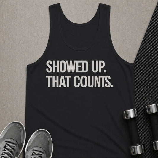 Printify Tank Top XS / Black Showed Up Dark - Tank Top