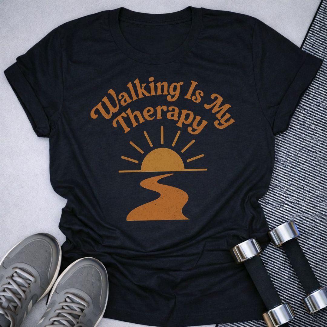 Printify T-Shirt Black / S Walking Is Therapy T-Shirt