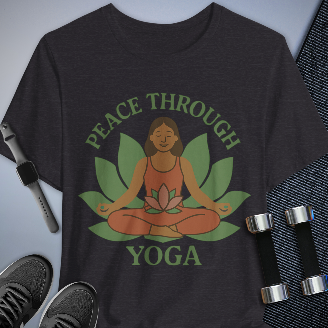 Printify T-Shirt Dark Grey Heather / S Peaceful Yoga T-Shirt