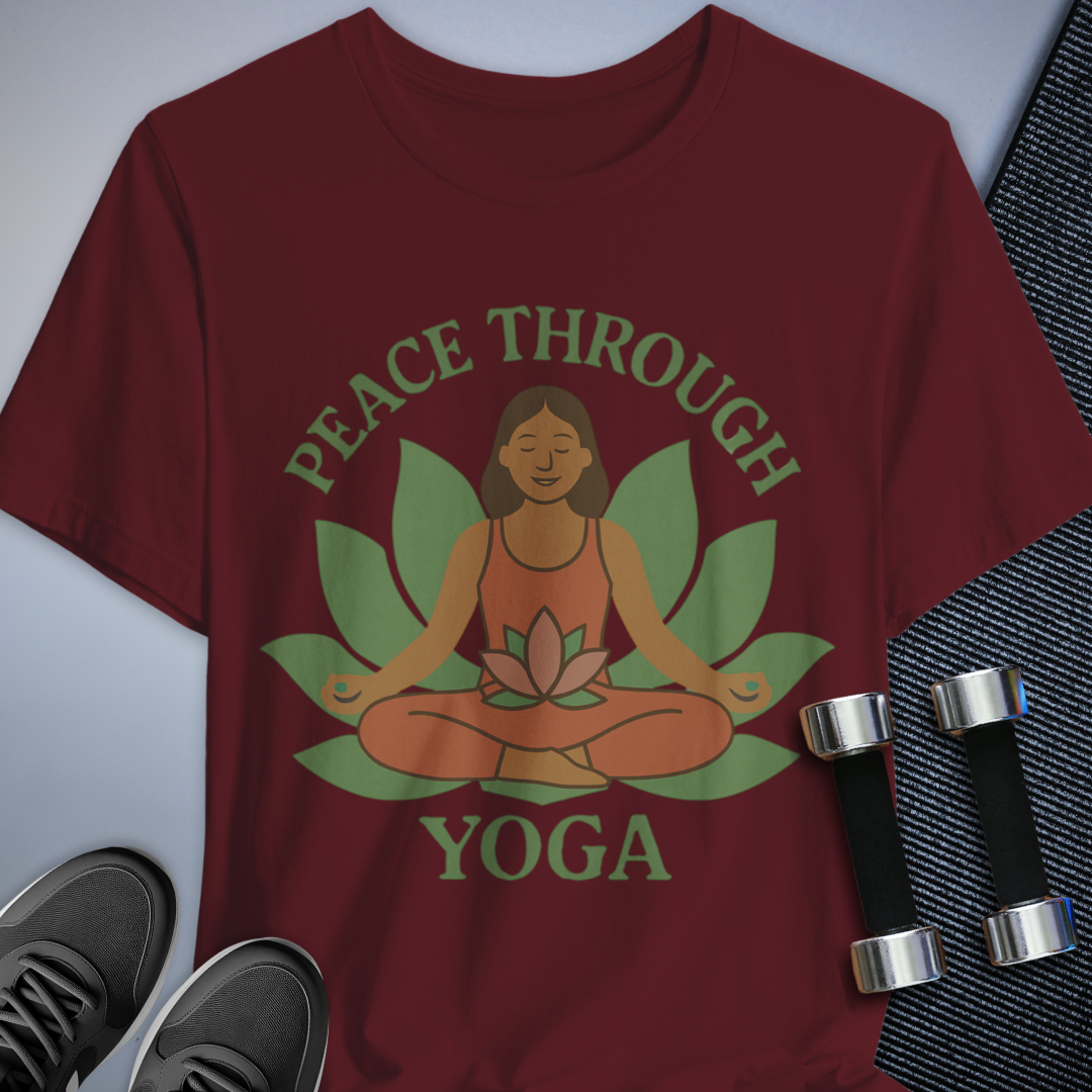 Printify T-Shirt Maroon / S Peaceful Yoga T-Shirt