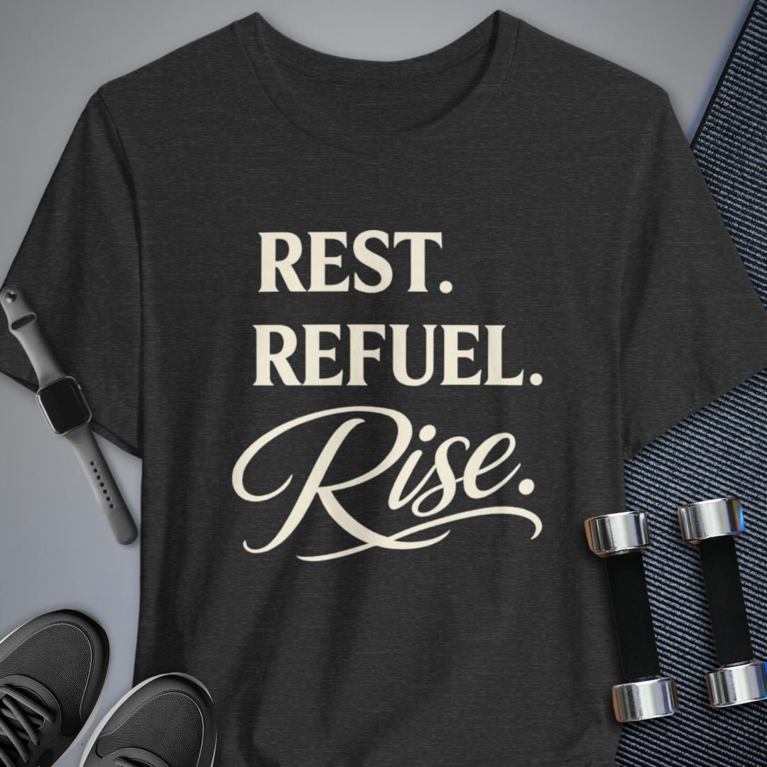 Printify T-Shirt Dark Grey Heather / S Rest & Rise T-Shirt