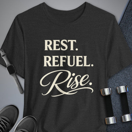 Printify T-Shirt Dark Grey Heather / S Rest & Rise T-Shirt