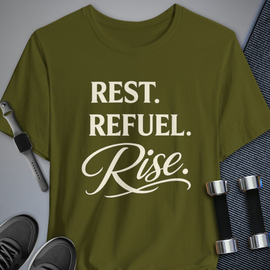 Printify T-Shirt Olive / S Rest & Rise T-Shirt