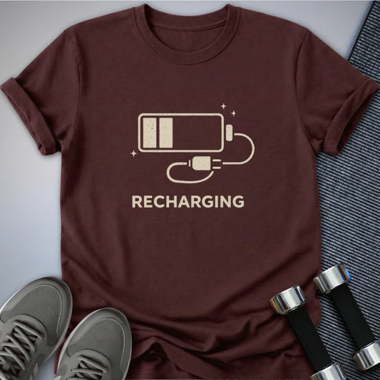 Printify T-Shirt Maroon / S Recharging T-Shirt