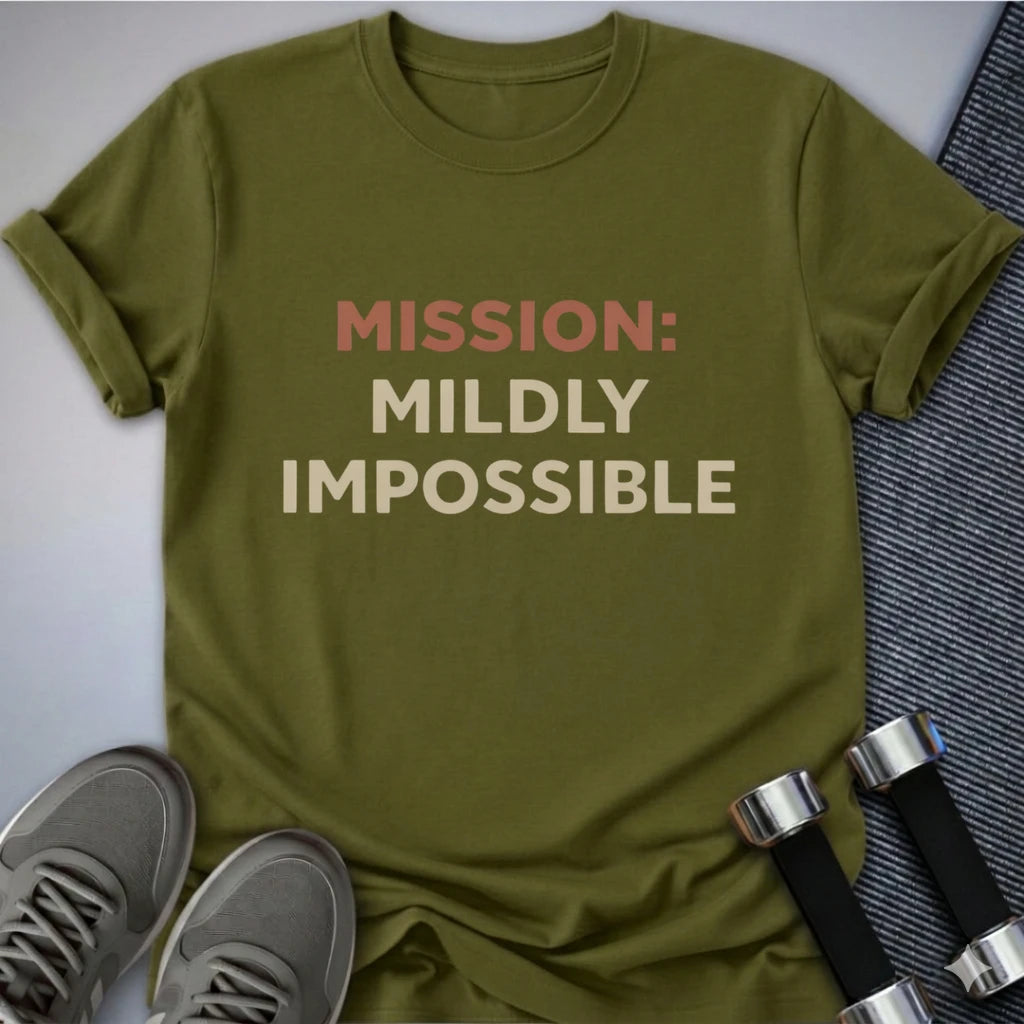 Printify T-Shirt Olive / S Mildly Impossible T-Shirt