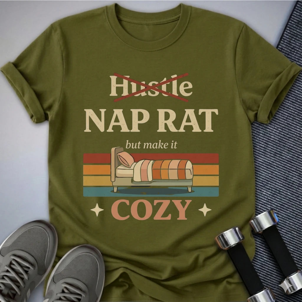 Printify T-Shirt Olive / S Nap Rat T-Shirt