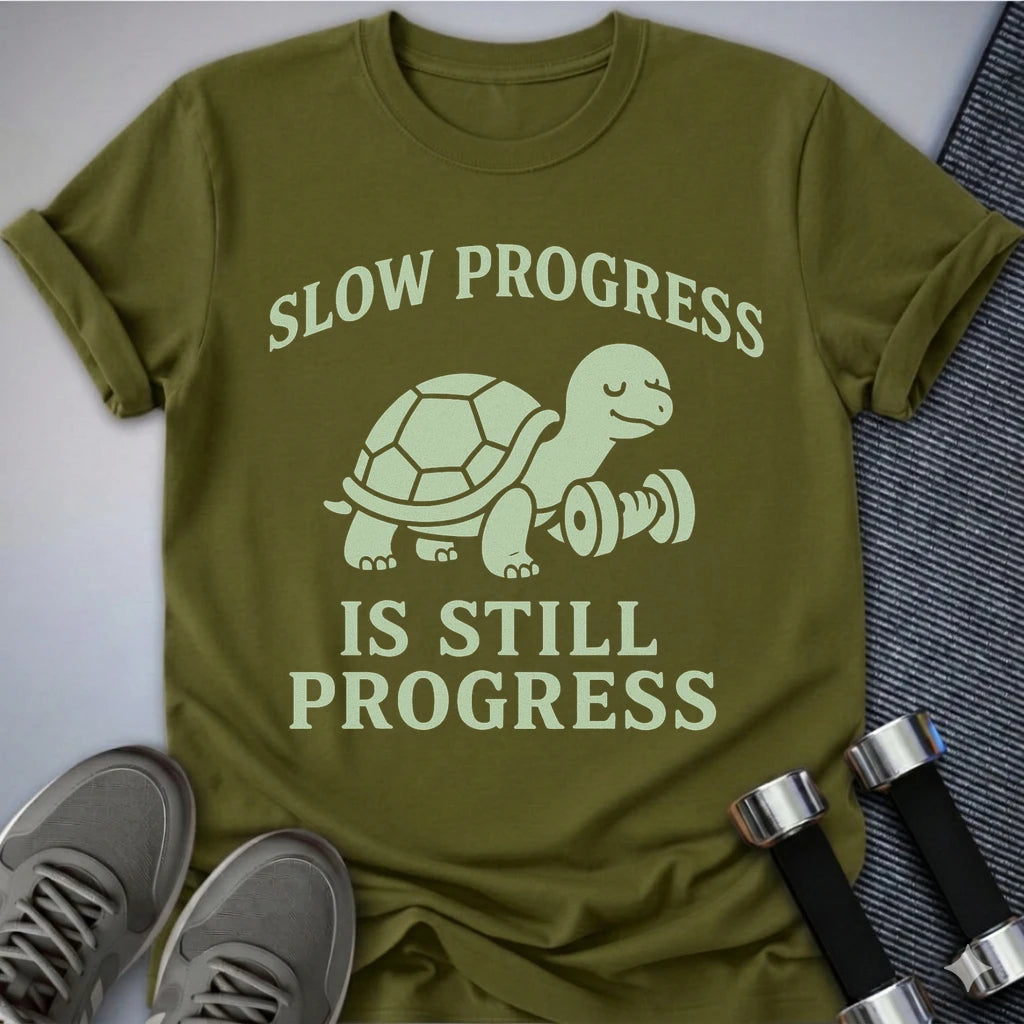 Printify T-Shirt Olive / S Progress is Progress - T-Shirt