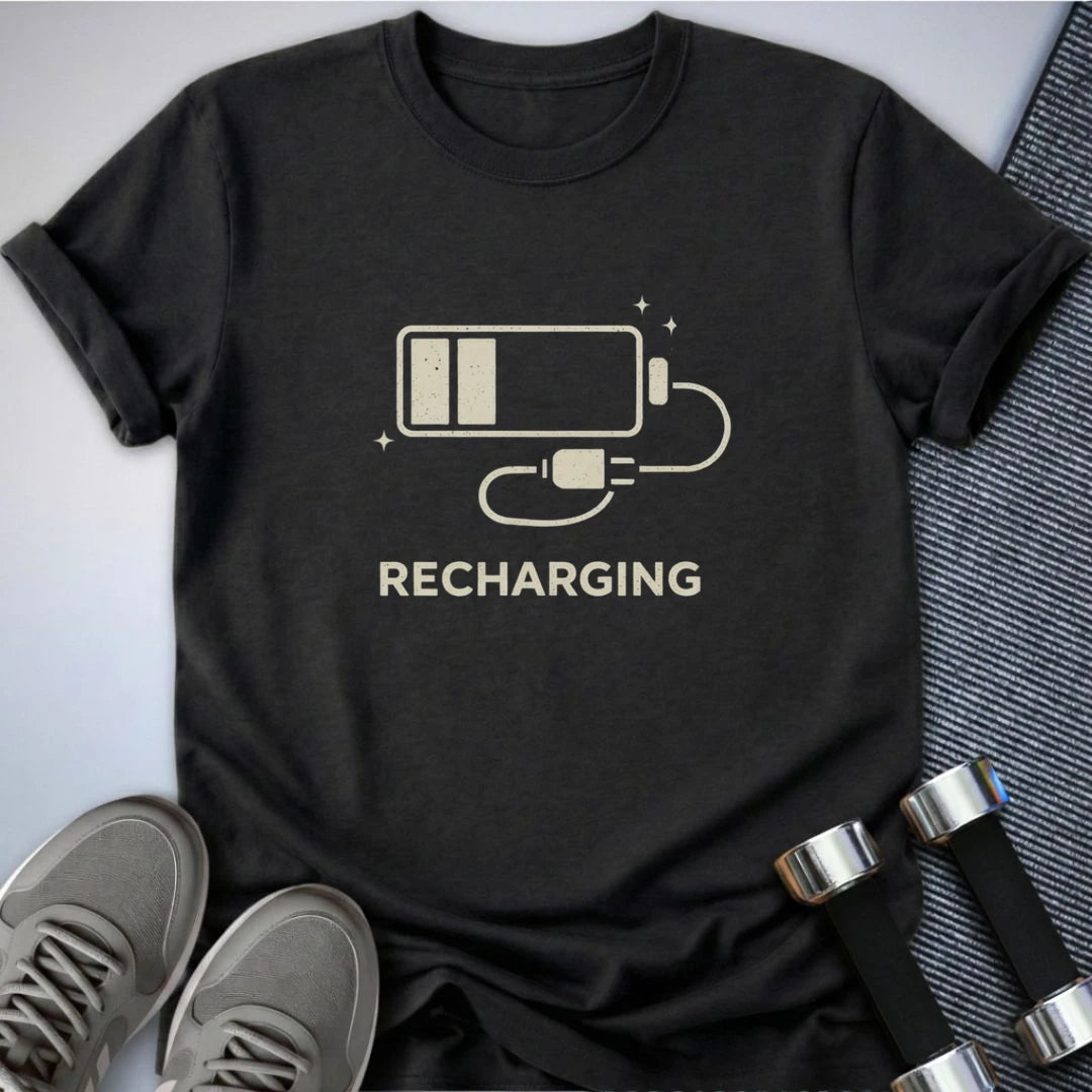 Printify T-Shirt Dark Grey Heather / S Recharging T-Shirt