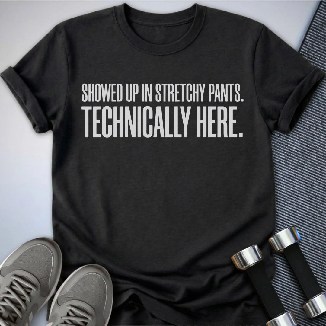 Printify T-Shirt S / Dark Grey Heather Technically Here T-Shirt