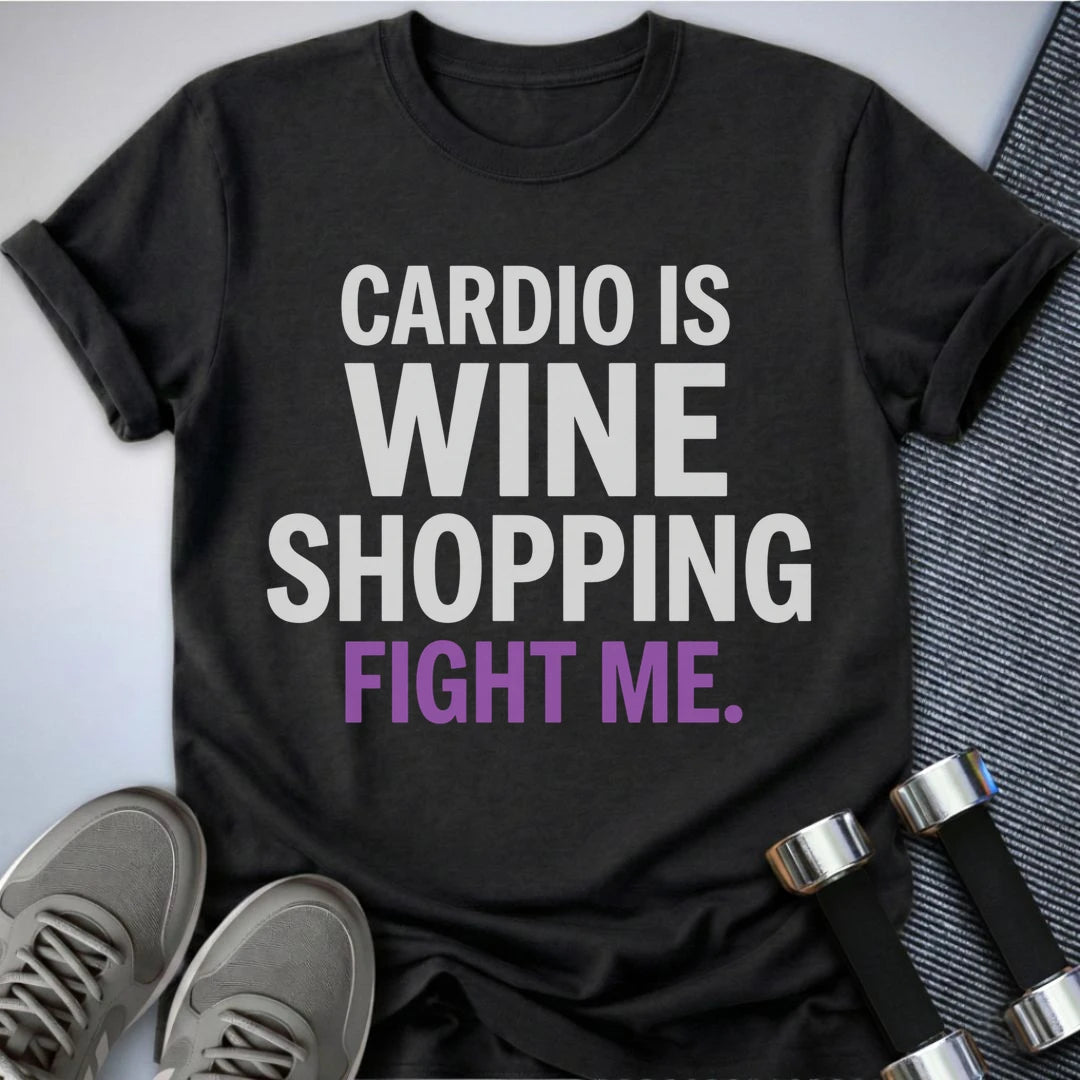Printify T-Shirt S / Dark Grey Heather Wine Shopping Cardio T-Shirt