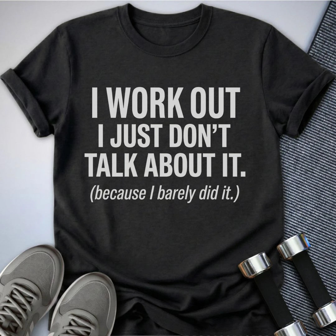 Printify T-Shirt S / Dark Grey Heather I Work Out T-Shirt