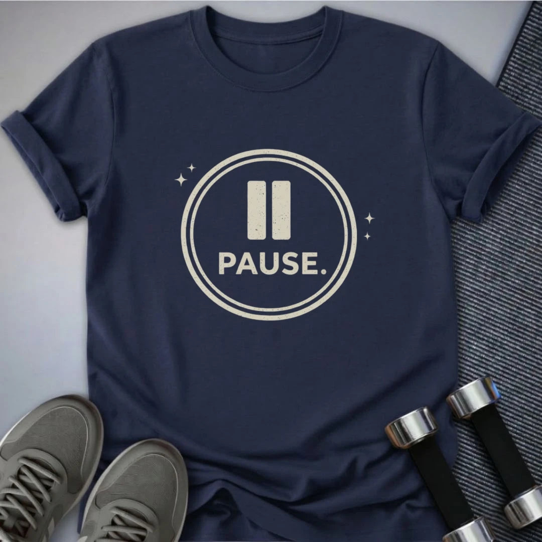 Printify T-Shirt Navy / S Pause T-Shirt