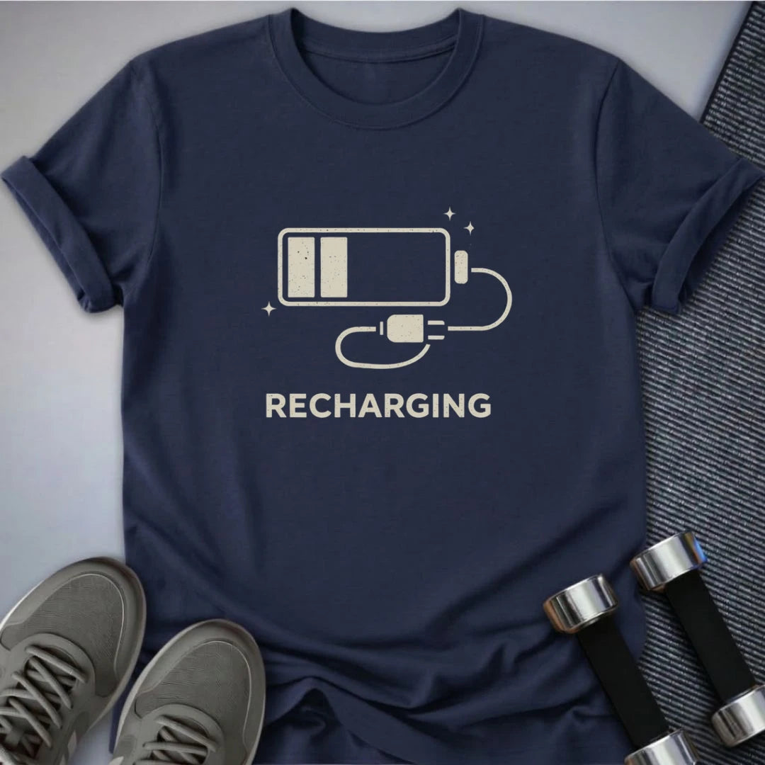 Printify T-Shirt Navy / S Recharging T-Shirt