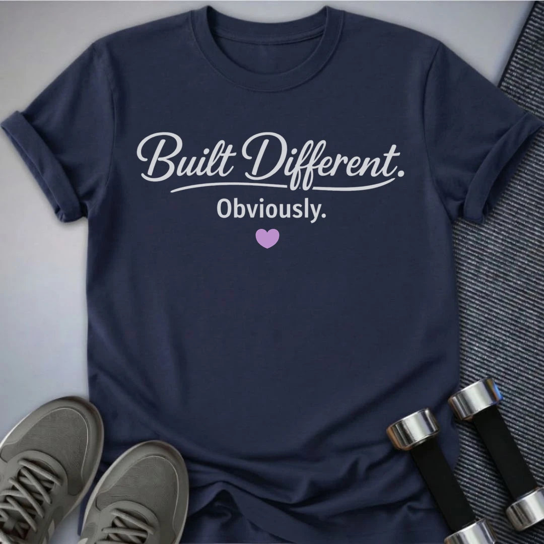 Printify T-Shirt Navy / S Built Different T-Shirt
