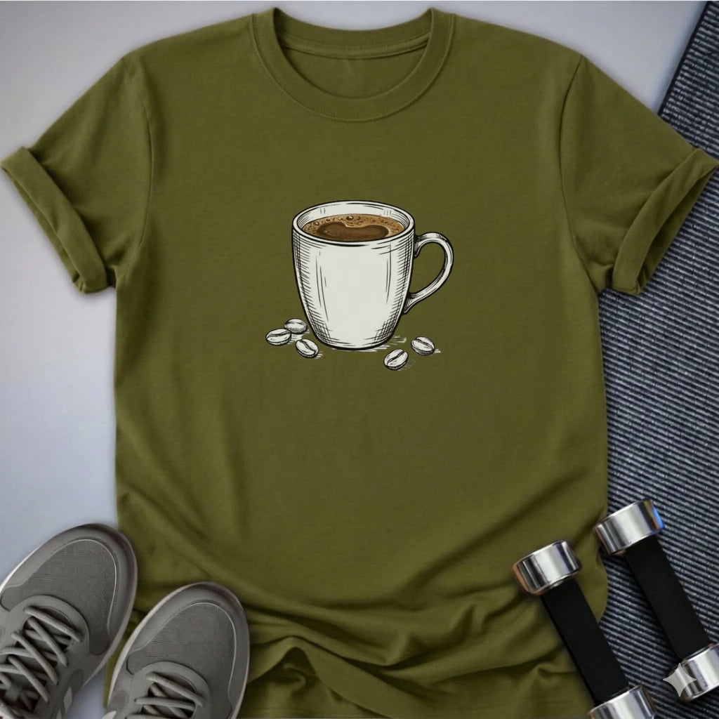 Printify T-Shirt S / Olive Coffee Please T-Shirt