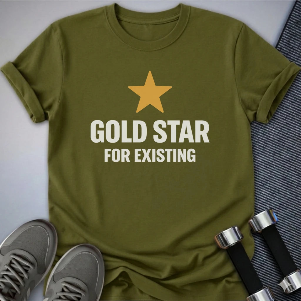 Printify T-Shirt S / Olive Gold Star Existing T-Shirt