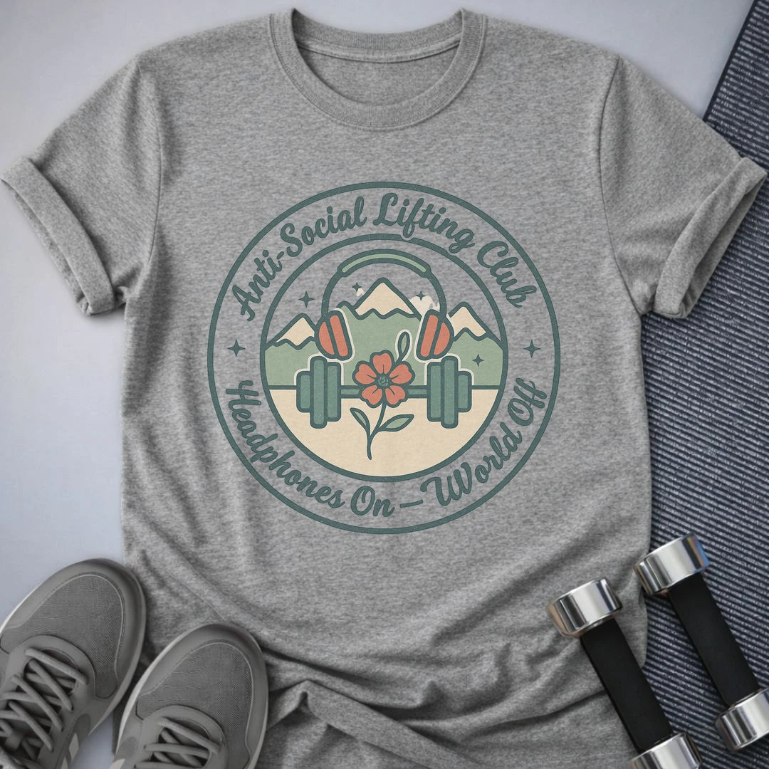 Printify T-Shirt Athletic Heather / S Headphones On, World Off T-Shirt