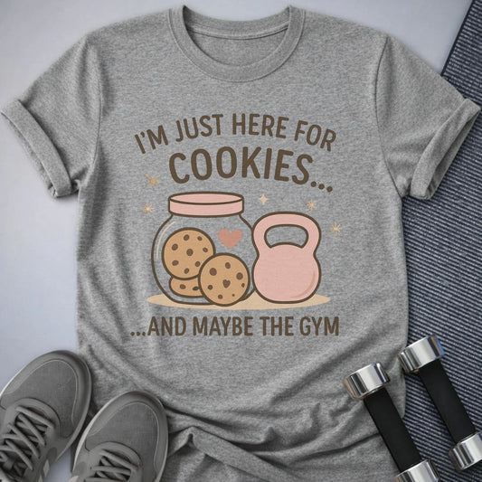 Printify T-Shirt Athletic Heather / S Cookies First, Gym If I Must T-Shirt