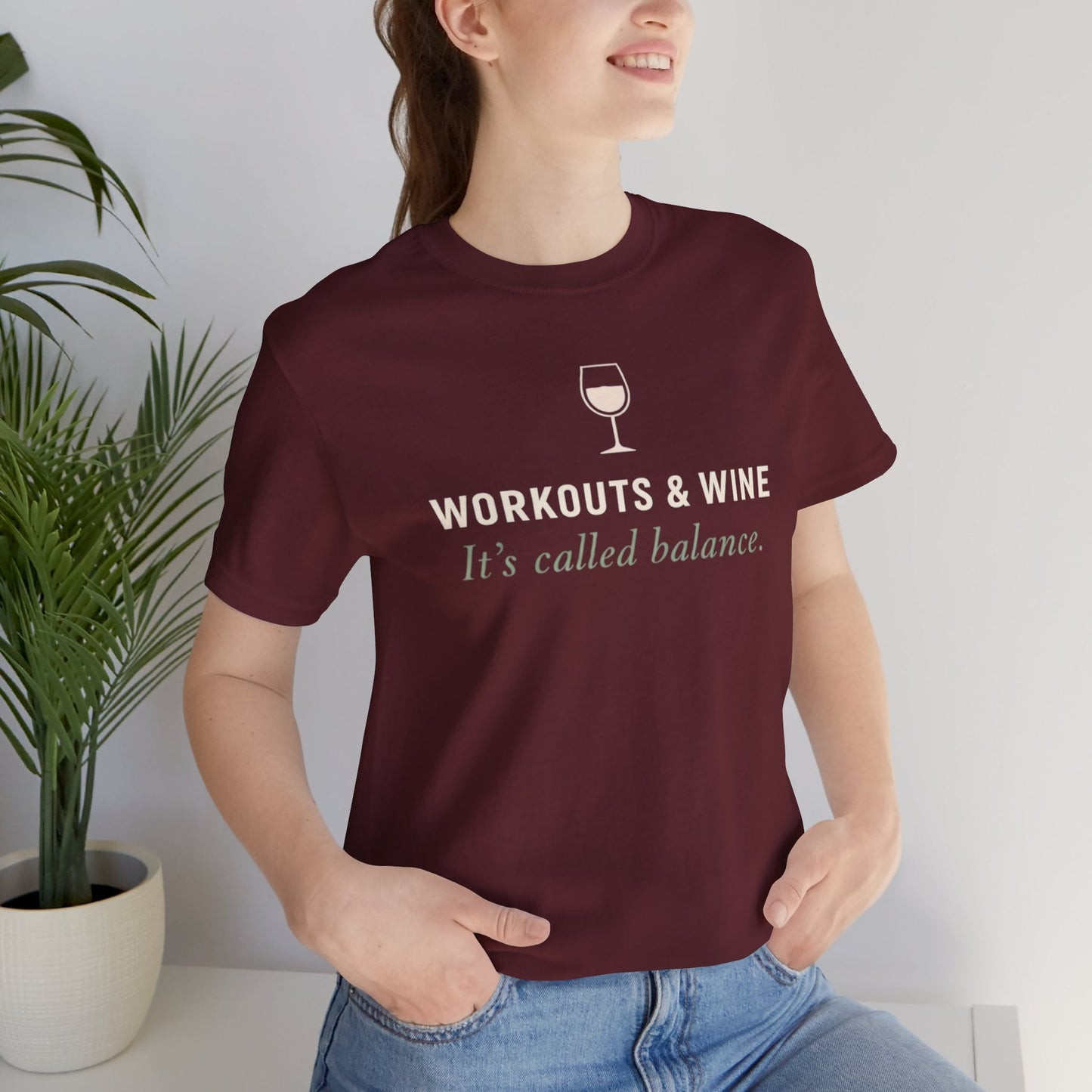 Printify T-Shirt Workouts & Wine T-Shirt