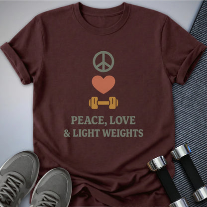 Printify T-Shirt Maroon / S Love & Light Weights T-Shirt