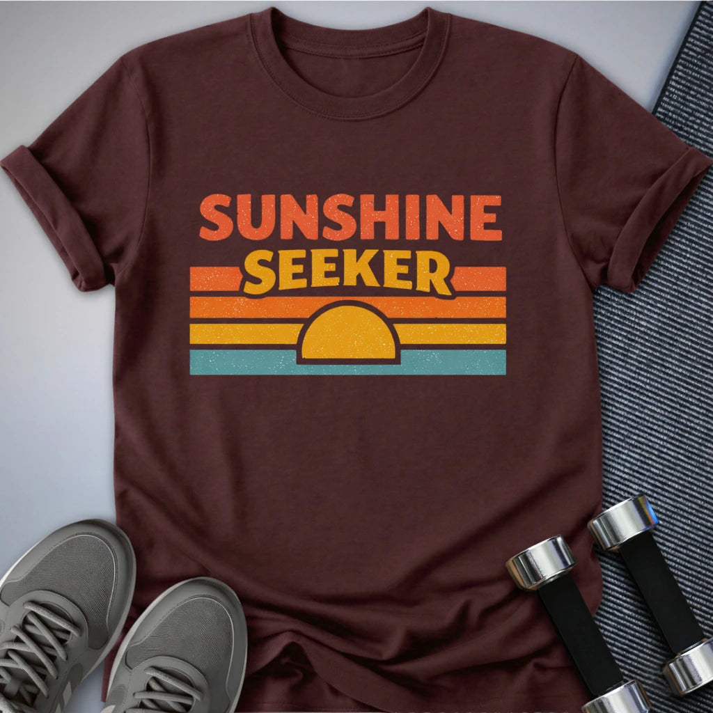 Printify T-Shirt Maroon / S Sunshine Seeker T-Shirt