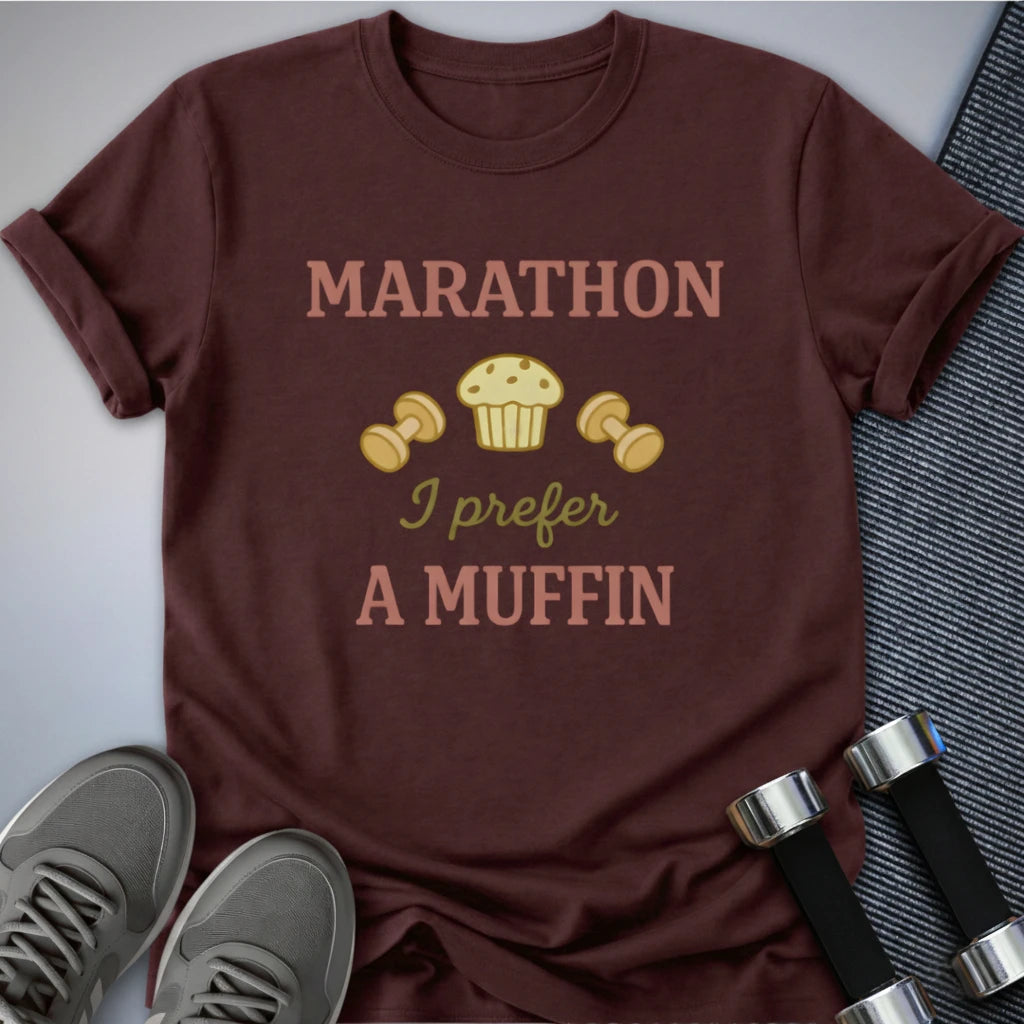 Printify T-Shirt Maroon / S Marathon or Muffin T-Shirt