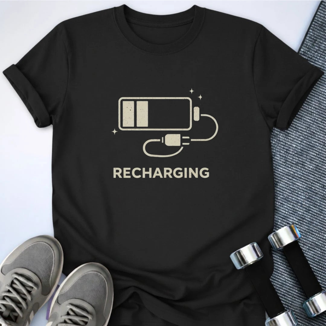 Printify T-Shirt Black / S Recharging T-Shirt