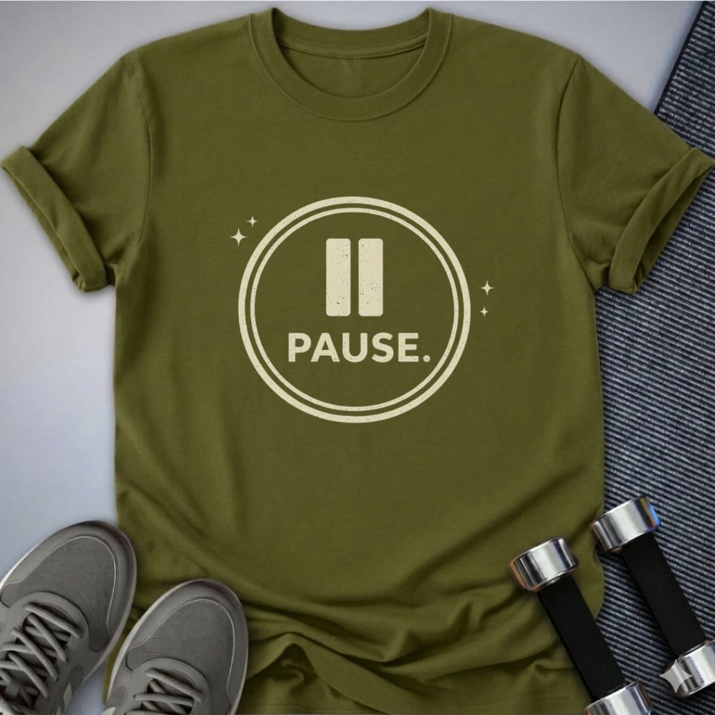 Printify T-Shirt Olive / S Pause T-Shirt