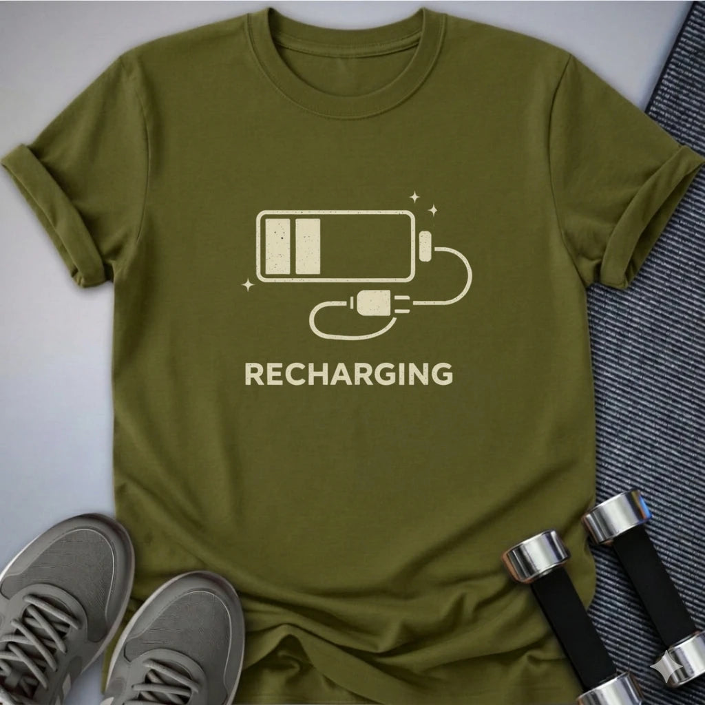 Printify T-Shirt Olive / S Recharging T-Shirt