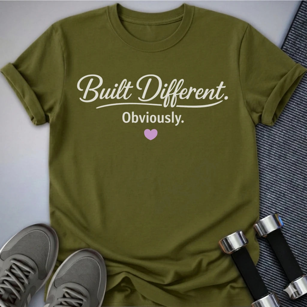 Printify T-Shirt Olive / S Built Different T-Shirt