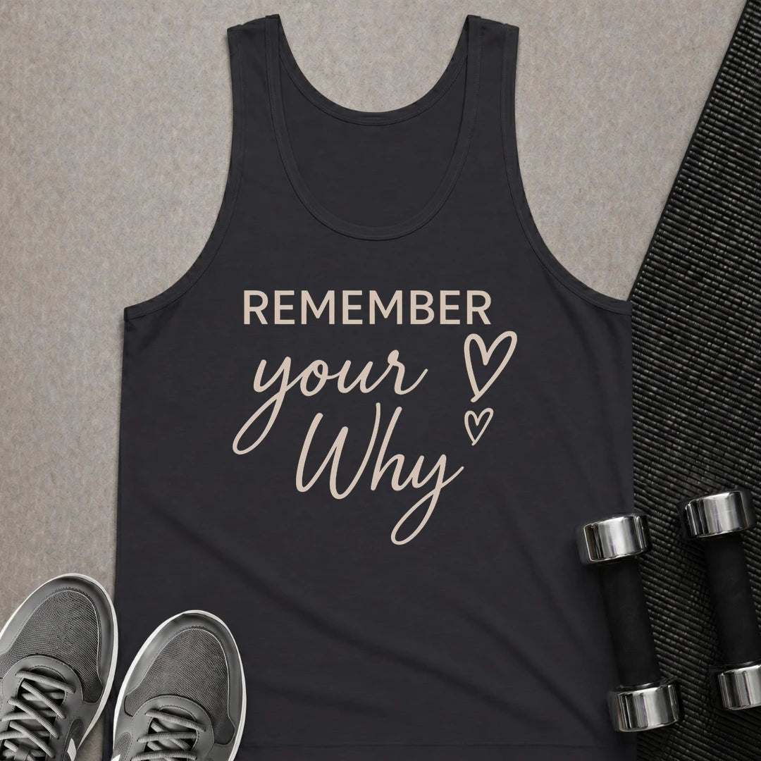 Printify Tank Top XS / Dark Grey Remember Your Why - Tank Top
