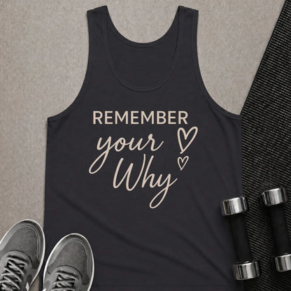 Printify Tank Top XS / Dark Grey Remember Your Why - Tank Top