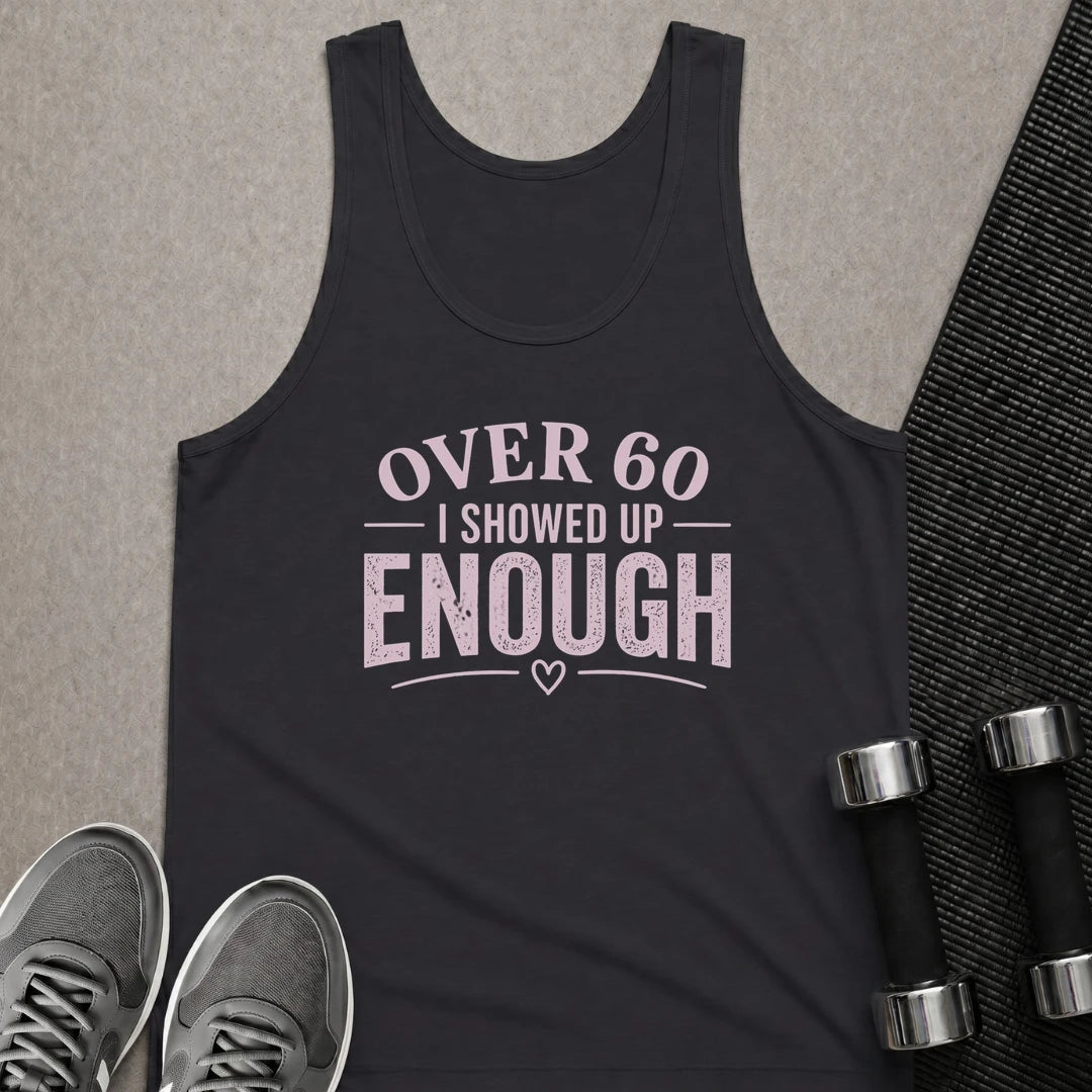 Printify Tank Top XS / Dark Grey 60 & Showed Up - Tank Top
