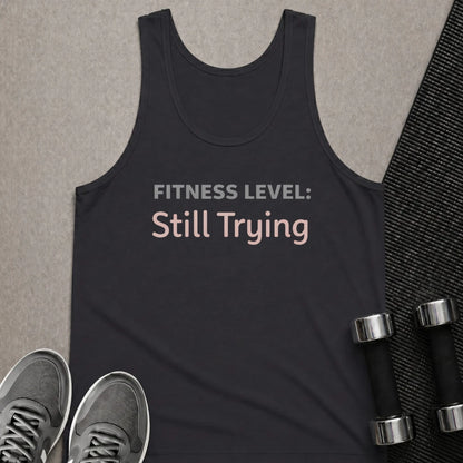 Printify Tank Top XS / Dark Grey Still Trying -Tank Top