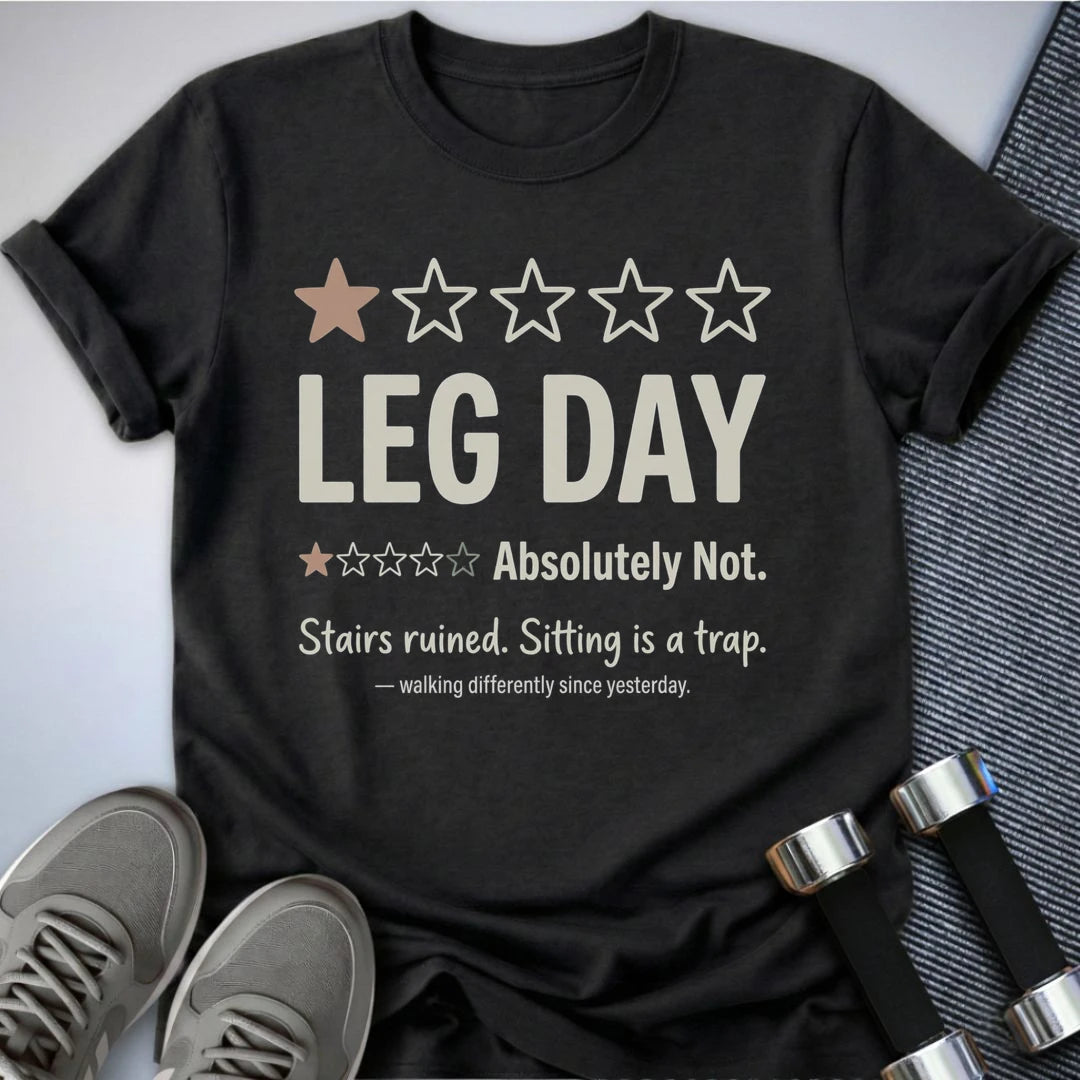 Printify T-Shirt Dark Grey Heather / S Leg Day Review T-Shirt