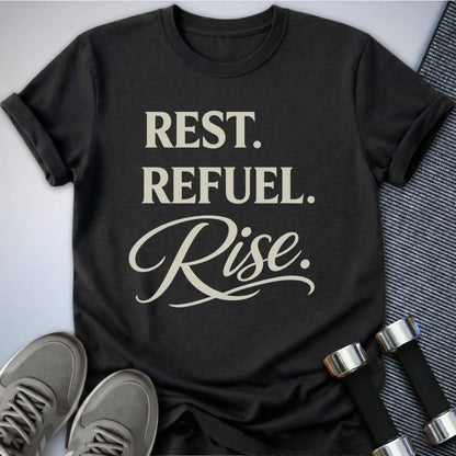 Printify T-Shirt Dark Grey Heather / S Rest & Rise T-Shirt