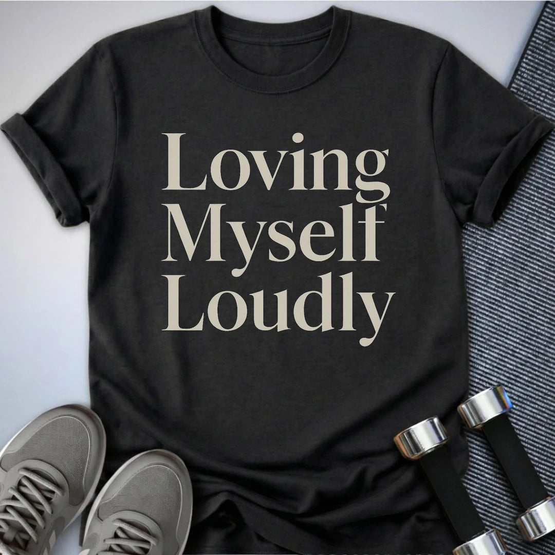 Printify T-Shirt Dark Grey Heather / S Loving Me First T-Shirt