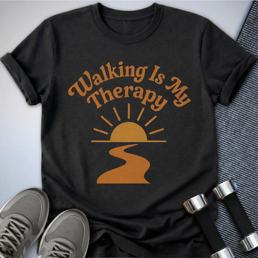 Printify T-Shirt Dark Grey Heather / S Walking Is Therapy T-Shirt