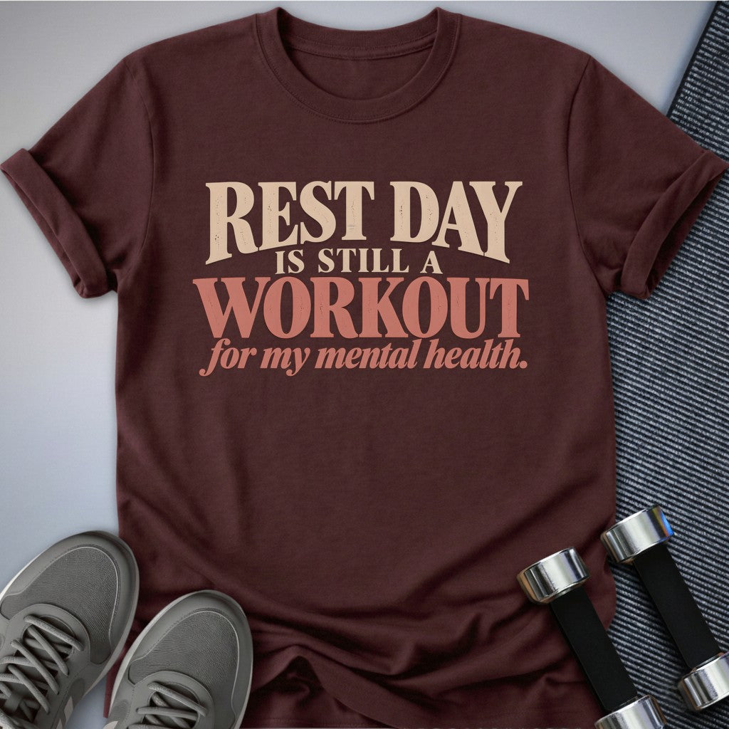 Printify T-Shirt Maroon / S Rest Day Workout T-Shirt