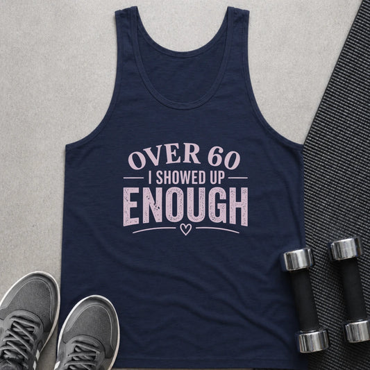 Printify Tank Top XS / Navy 60 & Showed Up - Tank Top