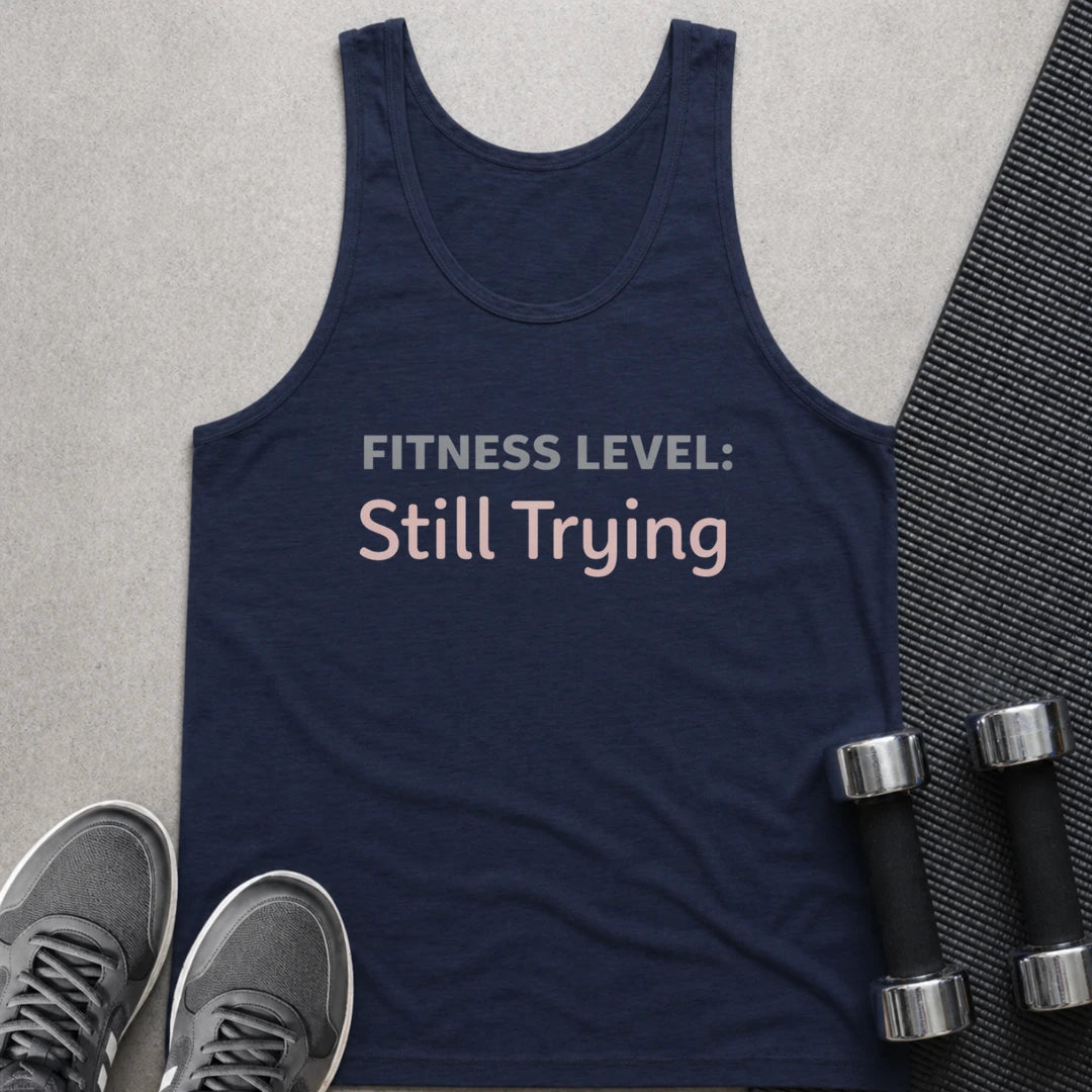 Printify Tank Top XS / Navy Still Trying -Tank Top