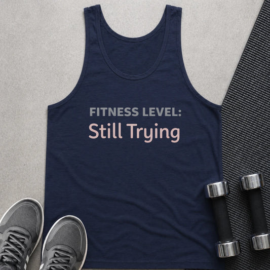 Printify Tank Top XS / Navy Still Trying -Tank Top