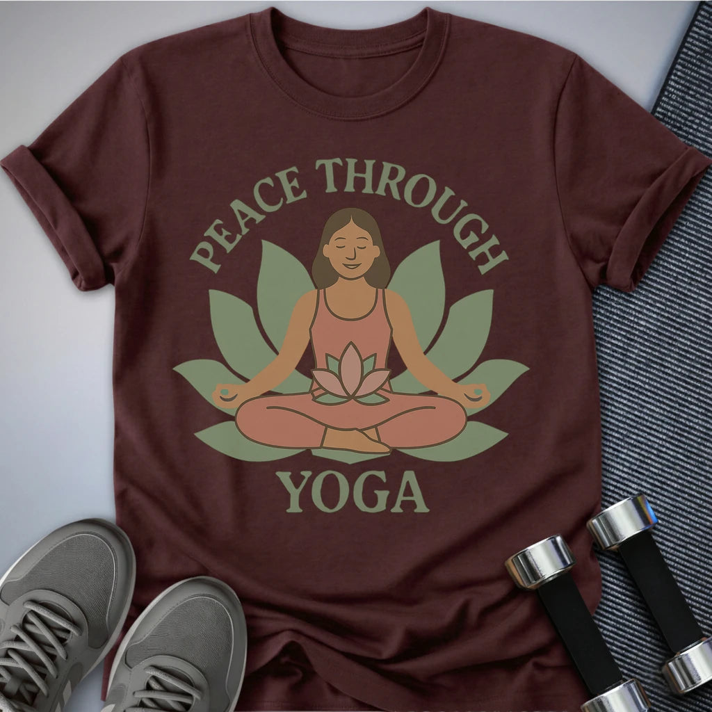 Printify T-Shirt Maroon / S Peaceful Yoga T-Shirt