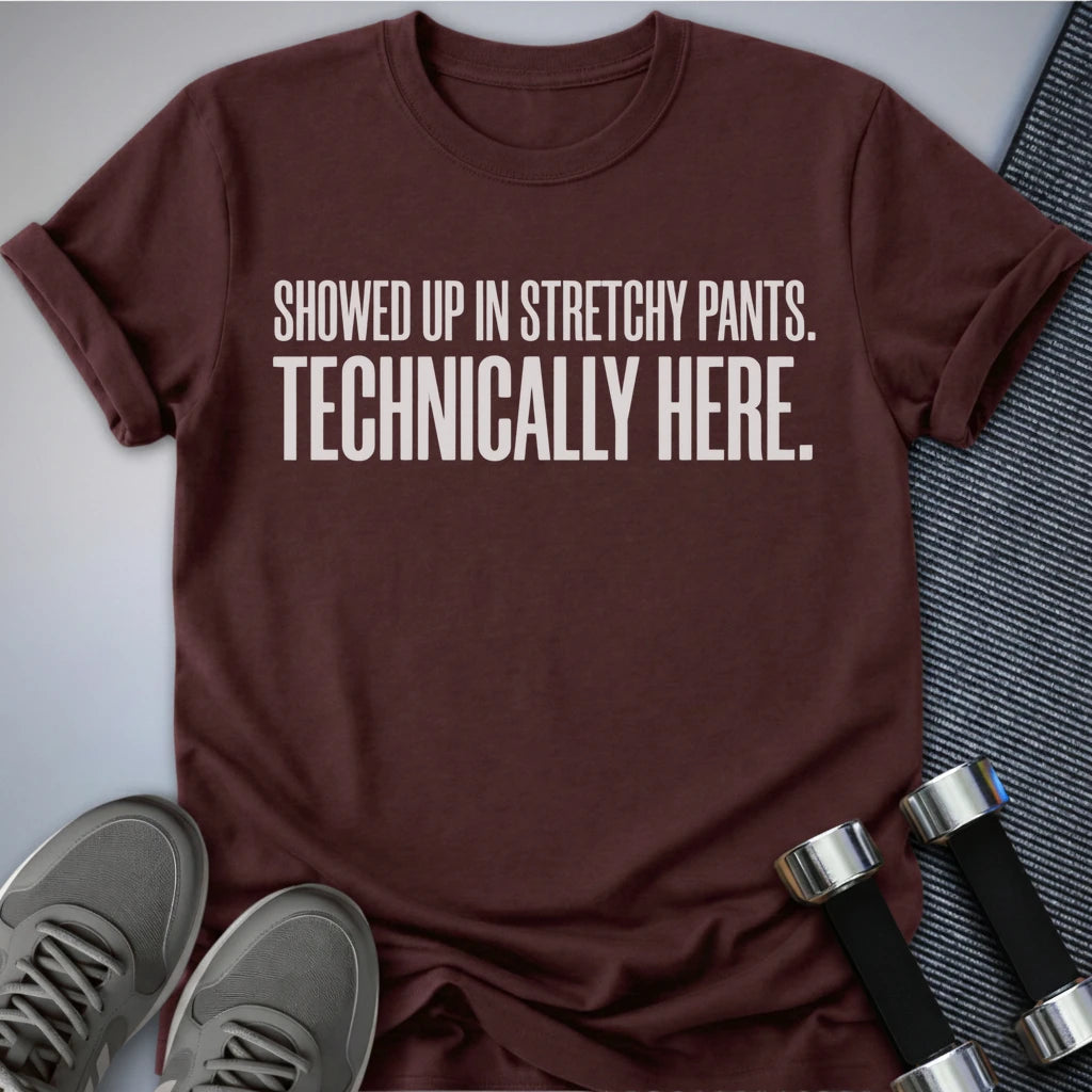 Printify T-Shirt S / Maroon Technically Here T-Shirt