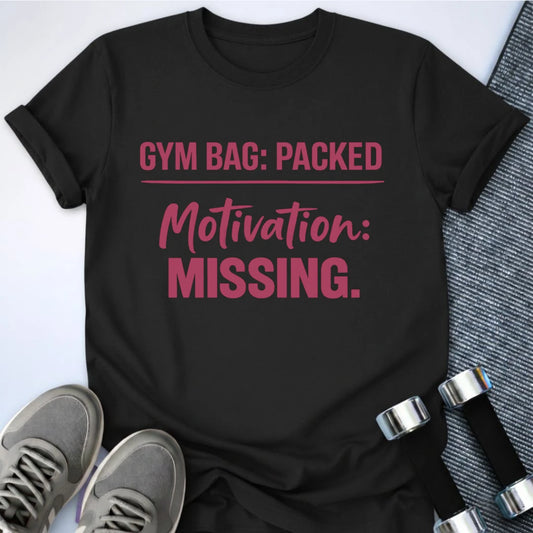 Printify T-Shirt Black / S Gym Bag Packed T-Shirt