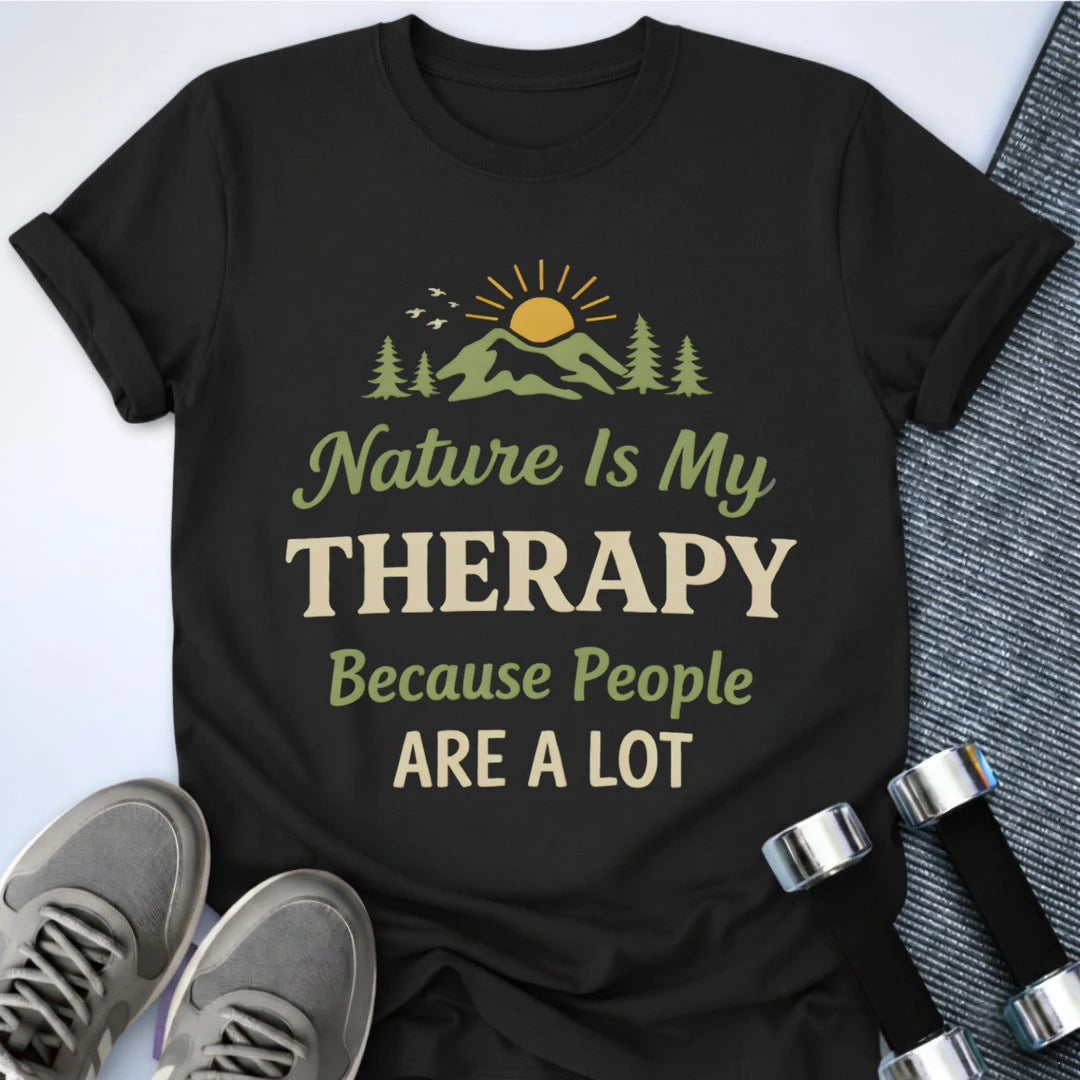 Printify T-Shirt Black / S Nature is Therapy T-Shirt